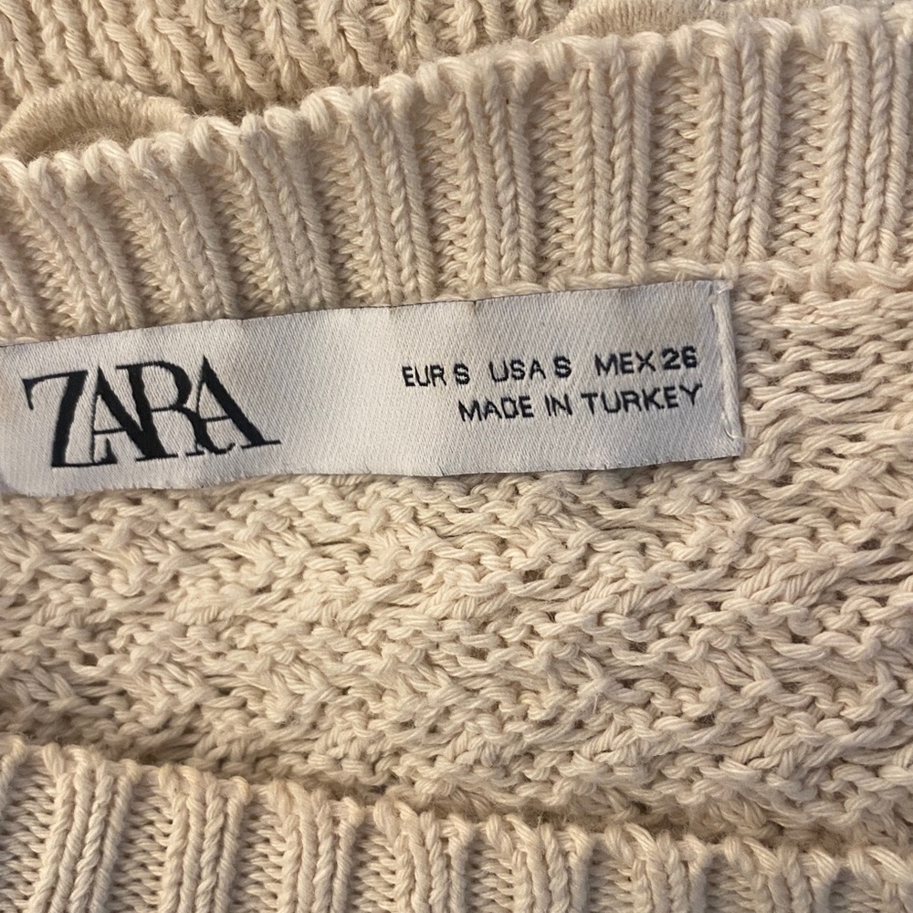 Zara Cream Lace Crochet Ruffle Boho Top Small - Picture 6 of 9